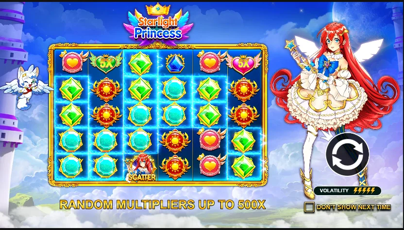 Starlight Princess free spins bonus round with multipliers
