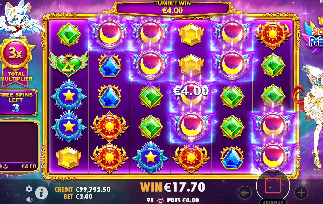 Starlight Princess tumble feature symbols dropping